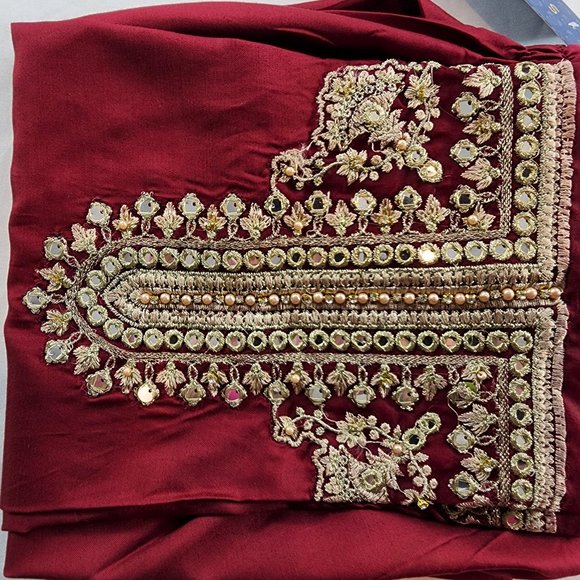 Women's Silk Trouser Pant Mirror Embroidered Sadabahar Designer Pakistani Indian - Picture 2 of 16